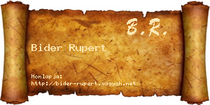 Bider Rupert névjegykártya
